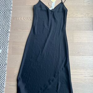 Aritzia Black Slip Midi Dress NWT
